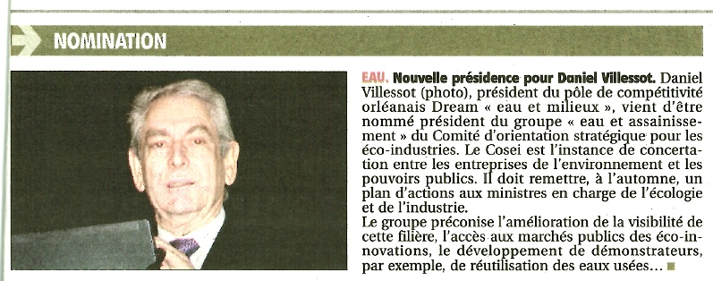 20110810 - RDC - Nouvelle présidence pour Daniel Villessot
