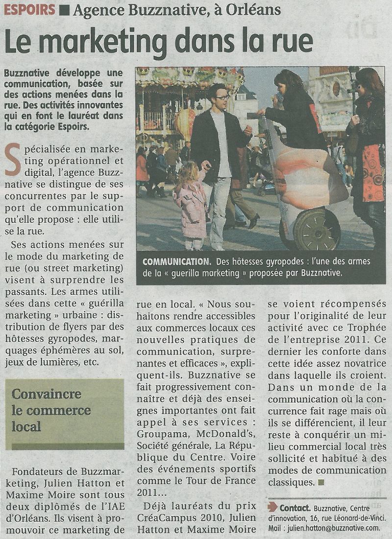 Buzznative espoir trophées de l'entreprise 041111