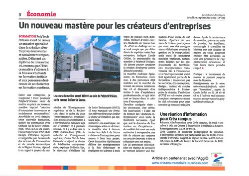 Tribune d'Orléans n°277 - OVLT master création d'entreprises