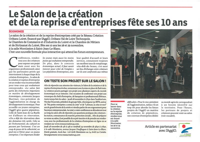 Tribune d'Orléans du 211113-salon création 10 ans